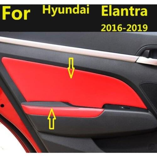 Microfiber Front / Rear Door Panels Armrest Leather Cover Protective Trim For Hyundai Elantra 2016-2019 with Mount Fittings
