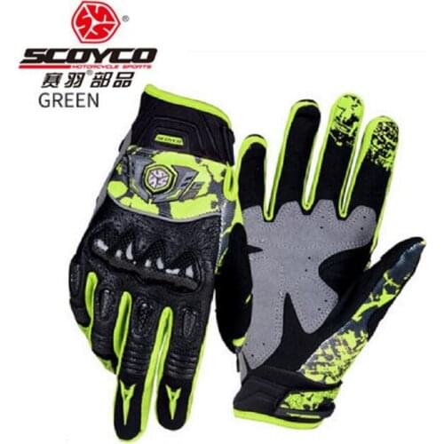 Breathable SCOYCO Motorcycle Riding Gloves Sheepskin Leather locomotive Racing Rider Knight Motorbike Glove Carbon fiber shell