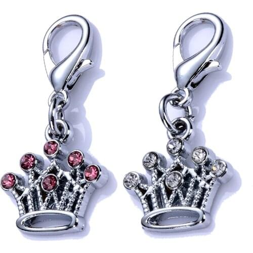 Wholesale Pet Tag Dog Collar Charms Rhinestone Pendants Jewelry Lobster Clasp Charms Pet Supplies Mixed Colors