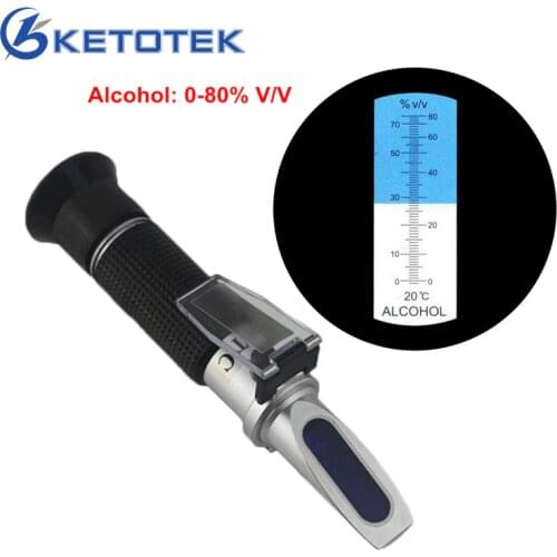 0-80% V/V Portable Alcohol Refractometer ATC Refractometers Tools Liquor Alcohol Content Meter Detector Tester No Retail Box