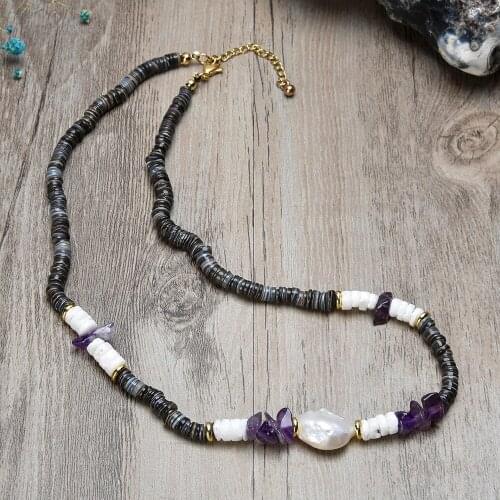 Simple fashion short necklace Crystal fresh water pearl splicing creative design party high-quality high-end necklace