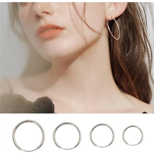 925 Solid Sterling Silver Simple Round Circle Hoop Earrings For Women Girl Gift Pendientes Mujer Engagement Jewelry