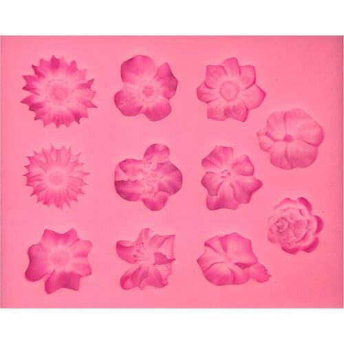 Variety of flowers silicone mold DIY Fondant Chocolate Biscuits Cake Mold Kitchen Baking Cake Decoration Tools soft clay modelin