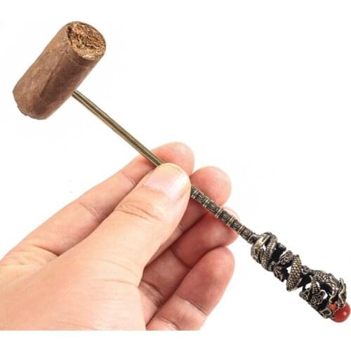 Cigar Pass Needle Dragon Totems Brass Cigar Dredge Portable Punch for Smoker Loose Cigarette Drilled Bronze White Wholesale