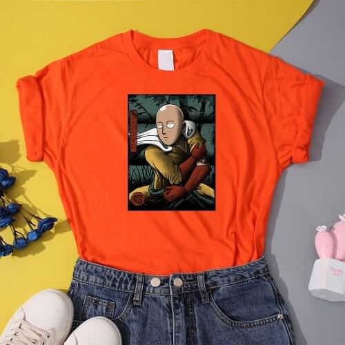 Funny Manga Superhero Saitama T-shirt Women One Punch Man Graphic T Shirts Couples Summer Vintage Tops Female Japan Anime Tshirt