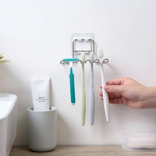 DIY steel rack multifunctional wall suction bathroom rack kitchen toothbrush razor holder P3B7