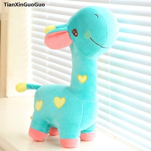 Light blue cartoon giraffe plush toy about 35cm love giraffe soft doll birthday gift h0788