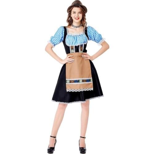 Traditional Women Oktoberfest Costume Parade Tavern Bartender Waitress Outfit Cosplay Carnival Halloween Fancy Party Dress