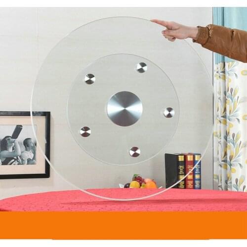 HQ GL02 UPGRADE More Stable Double Layer Tempered Glass Lazy Susan Glass Dining Table Top Turntable Swivel Plate