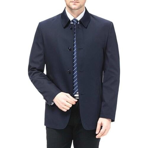 2020 Spring Autumn New Jacket Business Casual Turn-down Collar Single Breasted Solid Thin Cotton Men Coats 4XL Big Size