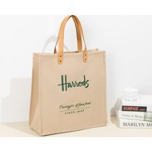 Vintage Women Shopper Handbag Eco Friendly Waterproof Linen Tote Bags Large Capacity Casual Work Bag and Purses for Shopping