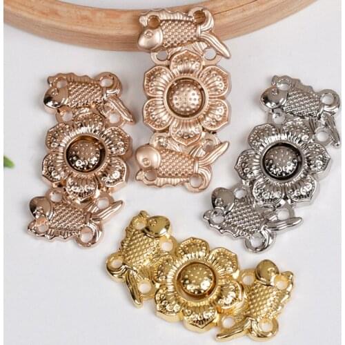 High-quality Metal Button Button Ming-made Hanfu Cheongsam Coat Antique Gold Carp Decoration Stand-up Collar Button Button