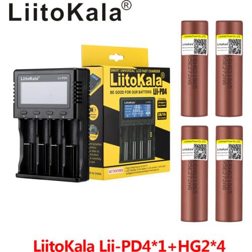 1pcs LiitoKala lii-PD4 LCD 3.7V 18650 21700 battery Charger+4pcs lii-35A 18650 3500mAh 3.7V Rechargeable battery For Flashlight