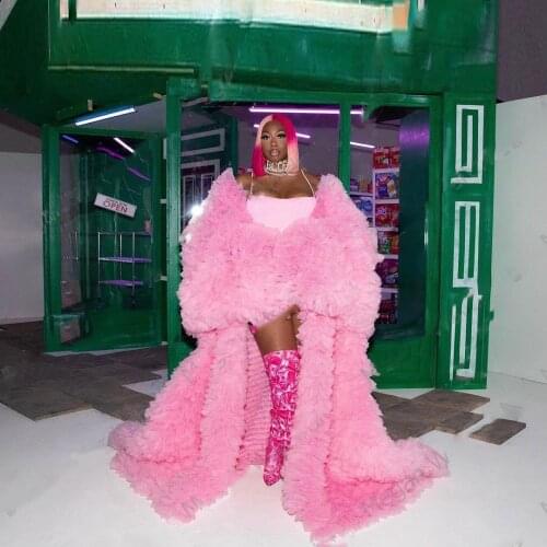 Photoshoot Fluffy Women Blouse Tulle Tiered Long Sleeve Floor Length Shirt Blouse Women Formal Party Jacket Long Custom