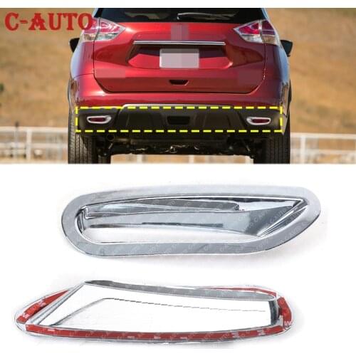 1Pair Car Chrome Silver Rear Trim Molding Car Decorations Fog Light Lamp Cover For Nissan Rogue X-Trail (T32) 2014 2015