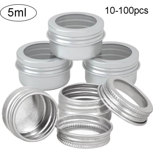 5ml 10/20/30/50/80/100pcs Empty Silver Aluminum Tin Box Candle Jars With Lid Tins Cans with Screw Lid Metal Storage Containers