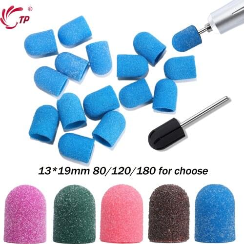 TP 10/20pcs 13*19 Sanding Block Cap Professional Pedicure Foot Care Tool Purple Green Sanding Band Electric Nail Art 80/120/180