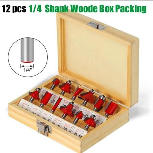 12pcs/set 6.35mm 1/4" Shank Professional Tungsten Router Bits Milling Cutter Woodworking Tool Milling Cutter Router Bit Set