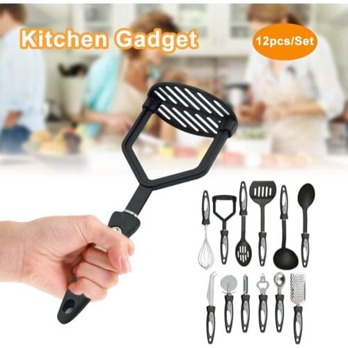 12 Pcs Cooking Utensil Set Stainless Steel Kitchen Gadget Tool Nylon Handles Nonstick Spatula Set Cooking Tool Set Gift 2