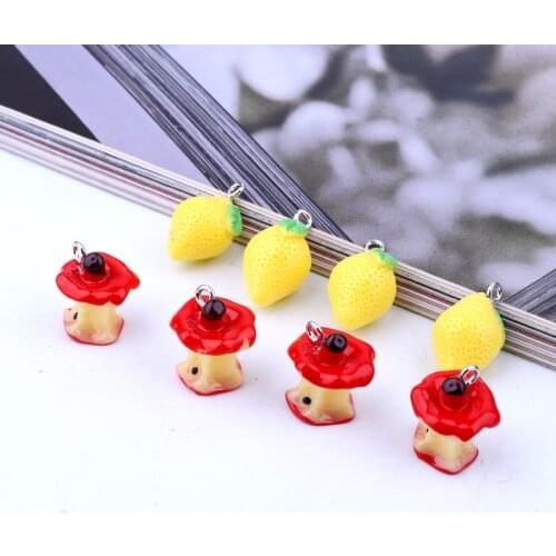 5pcs/Lot Cute Fruit Apple Lemon Resin Charms For Earring Jewelry Pendants Finding Diy Charm Earrings Keychain Kerst Bedels Make