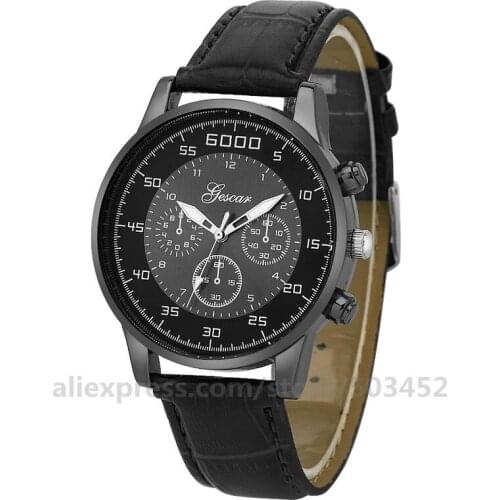 100pcs/lot gescar 8530 roman number black leather watch black case 4 colors for option watches wholesale business watch