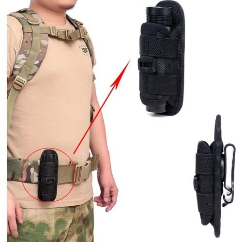 360 degree rotating flashlight tactical cover bk flashlight belt cover for hunting camping lighting accessories Survival kits