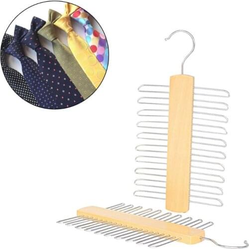 4X7B Wooden 20 Bar Tie Rack Hanger - Scarf, Belt, Accessory Organiser