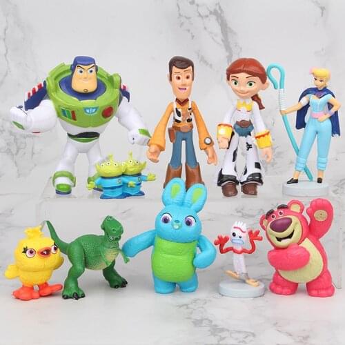 10PCS Toy Story 4 Action Figure toys Woody Jessie Buzz Lightyear Bo Peep Forky Bear Figura Model Doll Figurine Kids Gifts