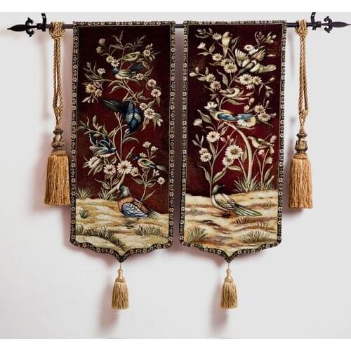 Flybird and flower one pair 100x45cm home textile Medieval aubusson wall hanging tapestry pt-722