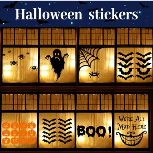 Halloween Horror Stickers Pumpkin Spider Ghosts Window Stickers Metal For DIY Party Home Office Decoration Dropshipping