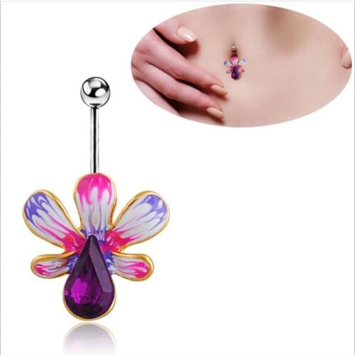 Belly rings Flower Navel Button rings fashion woman body piercing jewelry 14G Surgical Steel