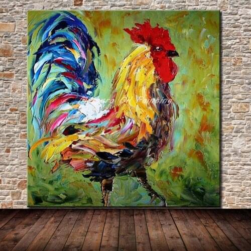 Mintura Frameless Paintings Hand Painted Cock Animal Oil Painting On Canvas Wall Picture For Living Room Home Decor Artwork Gift