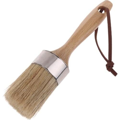 Bristle brush Round Chalk Paint Wax Brush Ergonomic Wood Handle Furniture DIY Painting Waxing Tool paintbrush