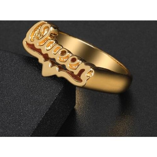 2020 Custom Name Ring Gold Personality Hip Hop Ring Women Fashion Punk Letter Number Ring Gift Stainless Steel Fashion Jewelry
