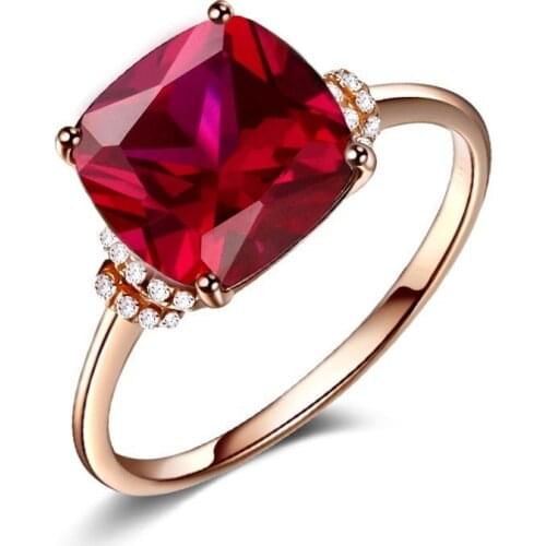 Trendy Red Green Square Rhinestone Ring for Women Crystal Zircon Anniversary Wedding Party Ring Jewelry