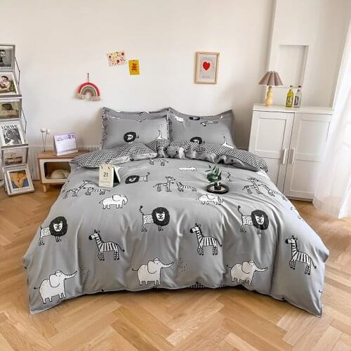 Zoo Printed Home Textile Bedding Sets Child Duvet Cover Set Flat Sheet Bed Linen Pillow Case Spring Winter Adult Bed Cover Sets