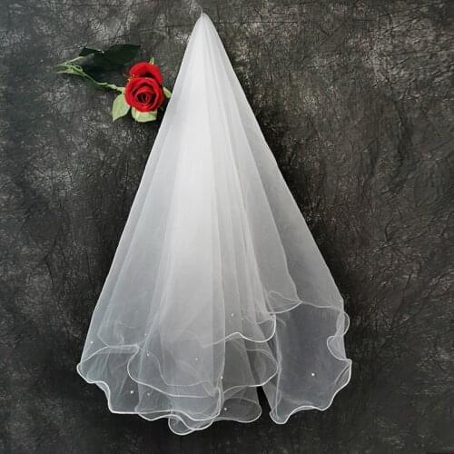 Ivory Pearl Veil Bridal Short Veil Wedding Accessoire Mariage velo da sposa One-Layer Tulle Bride Wedding Vail