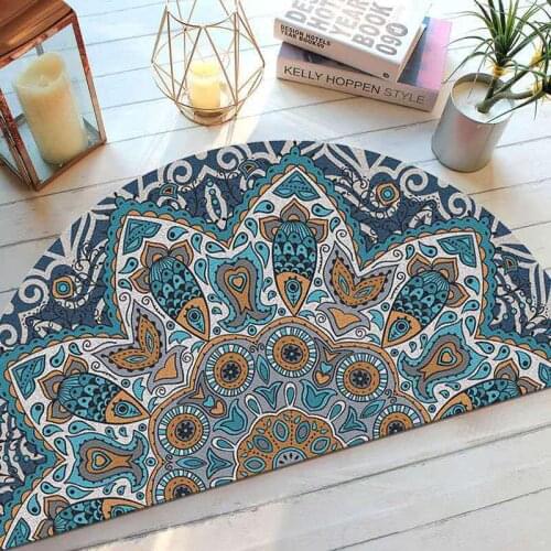 Entrance Doormat Semicircle Dust Proof Anti Slip Door Mat Bohemia Ethnic Printing Kitchen Floor Mats Bedroom Carpet Rugs