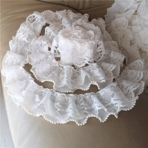 1Yards Embroidery Beaded Lace Fabric Guipure Ribbon Wide 6cm Sewing Trim Crafts Women White Lace Fabric For Wedding Dresses LT19