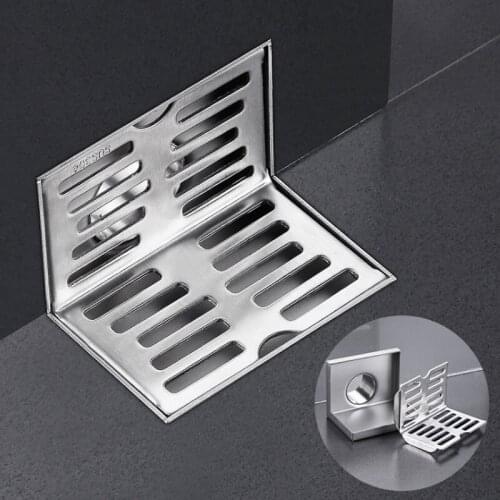 L-shaped Floor Drain 304 Stainless Steel Bathroom Shower Kitchen WC Balcony Wall Drainer Anti-Odor Corner Drainage Side Drains