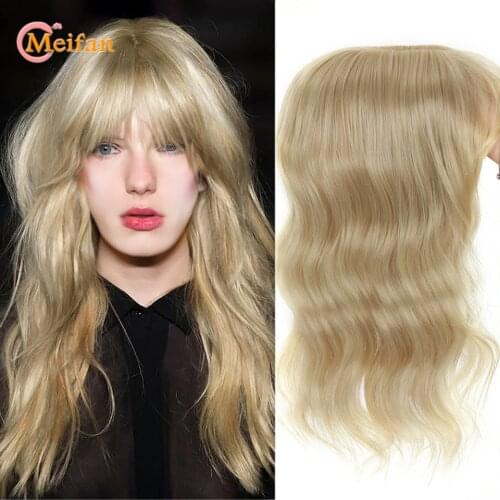 MEIFAN Toupee Clourse Clip in Hair Pieces with Bangs Synthetic Wavy Hair Pieces Curly Hair Natural Hairpiece with Hairpin