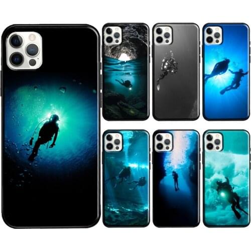 Scuba Diving Diver Soft Cover For iPhone 12 11 Pro Max X XR XS Max 5S SE 2020 8 7 Plus 12 Mini Phone Case