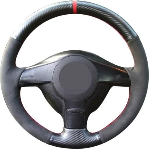 For Volkswagen VW Passat B5 Golf 4 Polo MK6 Seat Leon 1M Skoda Fabia 1 6Y Soft Surde Carbon Fiber Steering Wheel Cover