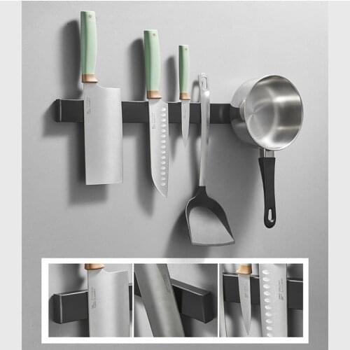 Stainless Steel Knife Stand Wall-Mounted Magnetic Knife Holder Multifunction Metal Organizer Kitchen Storage Accessories
