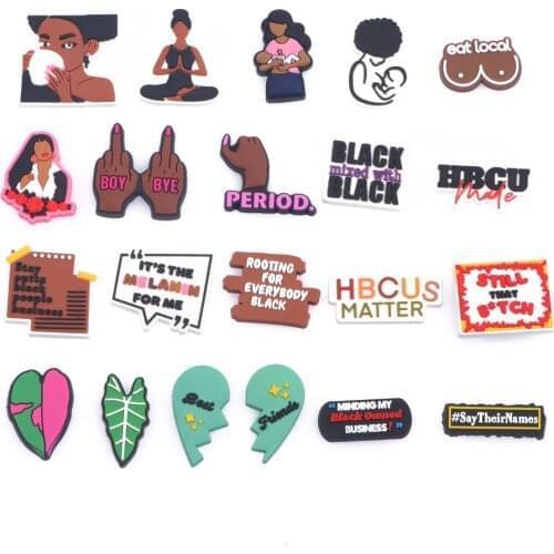 New Arrival BLM Melanin Woman Croc Shoes Charms Glamour Girl PERIOD Shoe Decoration Power Black Woman Accessories