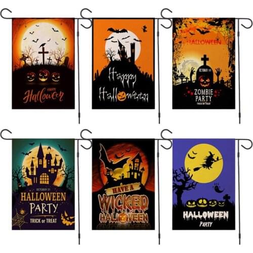 New Halloween Garden Flag Bat Pumpkin Witch Home Decoration Banner Holiday Party Decor Garden Decoration