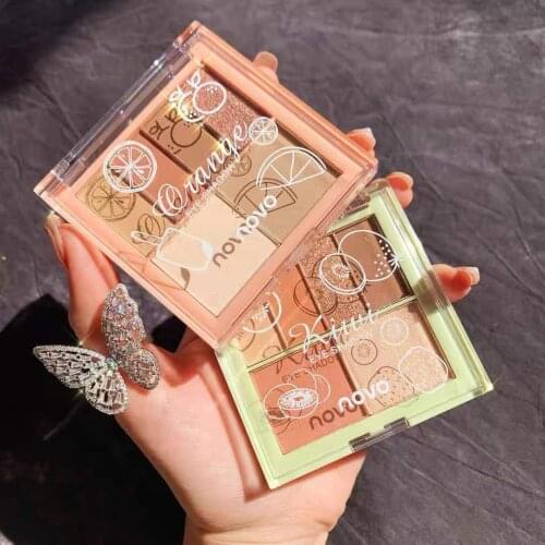 Sweet Juice 6 Color Eyeshadow Palette Matte Glitter Highlight Contour Face Makeup Long Lasting Velvet Smooth Pigmented Cosmetics