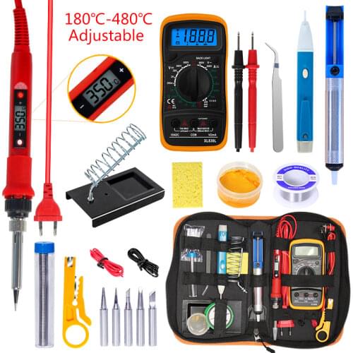 Temperature Electric Soldering Iron Kit 110V 220V 80W Soldering Iron kit With Multimeter Pump Welding Tool Kits