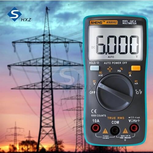 Portable LCD AN8002 Digital Multimeter 6000 Counts Backlight AC/DC Ammeter Voltmeter Ohm Meter Tester Transistor Tester