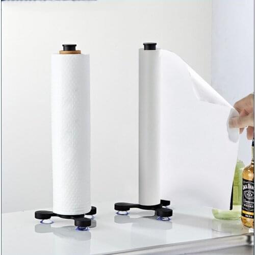 Suction Cup Kitchen Roll Paper Toilet Holder Bathroom Wall Mounted Tissue Towel Accessories Rack Fresh Film Hanger Storage Shelf